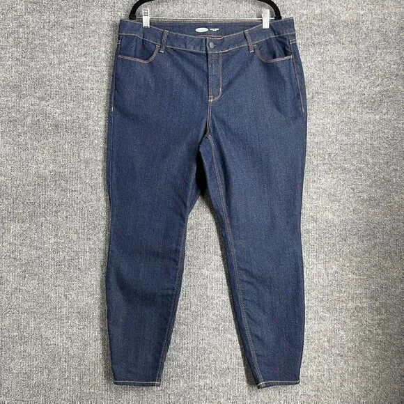 Old Navy Womens Super Skinny Jeans Plus Size 18 Dark Wash Mid Rise Stretch Denim - Picture 1 of 12